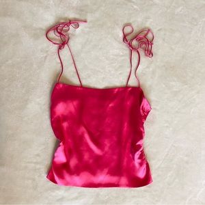 Reformation Lucrezia silk top in Flambé hot pink